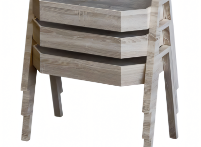 Elegantes graues Couchtisch-Set aus Holz im modernen Stil