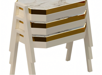 Couchtisch-Set aus Holz in Beige modern und stilvoll