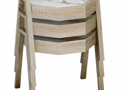Couchtisch-Set aus Holz in Beige modern und elegant