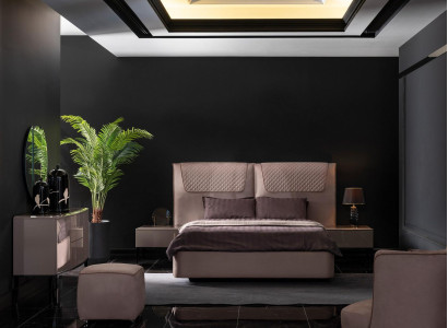 Elegantes Beiges Schlafzimmermöbel-Set aus Holz mit modernem Design