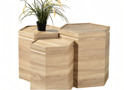 Elegantes braunes Holz Couchtisch-Set im stilvollen Design