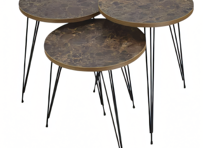 Elegantes braunes Couchtisch-Set aus Holz und Metall