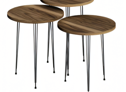 Elegantes braunes Couchtisch-Set aus Holz und Metall