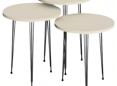 Elegantes Beiges Couchtisch-Set aus Holz und Metall