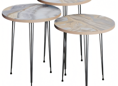 Moderner grauer Couchtisch aus Holz und Metall