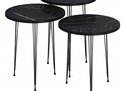 Elegantes schwarzes Couchtisch-Set aus Holz und Metall