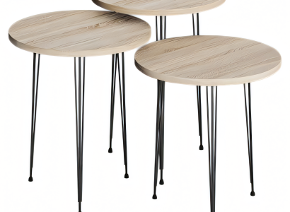 Elegantes braunes Couchtisch-Set aus Holz und Metall