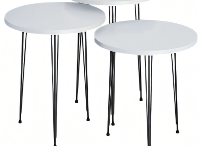 Moderner weißer Couchtisch aus Holz und Metall