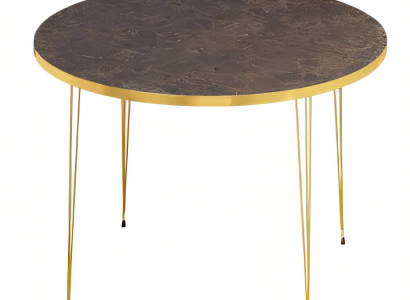 Moderner Couchtisch aus Holz in Braun mit Edelstahl-Details