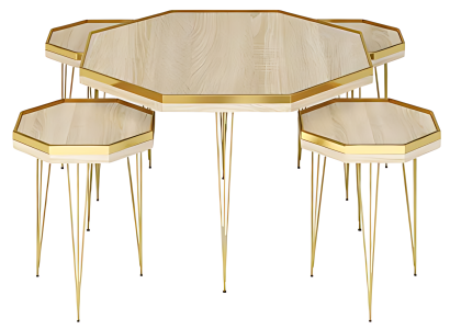 Wohnzimmer-Set in Beige aus MDF und Edelstahl modern und elegant