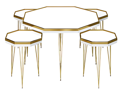 Modernes Wohnzimmer-Set in Weiß mit MDF und Edelstahl