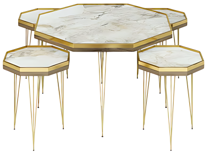 Moderner Wohnzimmer-Set in Mehrfarbig aus MDF und Edelstahl