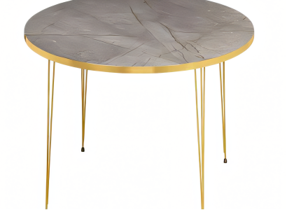 Moderner grauer Couchtisch aus Holz und Edelstahl