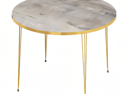 Moderner grauer Couchtisch aus Holz mit Edelstahlrahmen