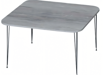 Moderner grauer Couchtisch aus Holz und Edelstahl
