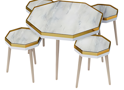 Elegantes weißes Wohnzimmer-Set aus Holz und Edelstahl im modernen