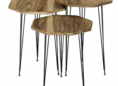 Moderner brauner Couchtisch aus Holz und Metall