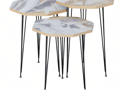 Moderner grauer Couchtisch aus Holz und Metall