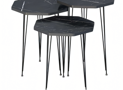 Elegantes schwarzes Couchtisch-Set aus Holz und Metall