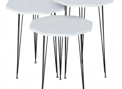 Weißes Metall-Holz Couchtisch-Set modern