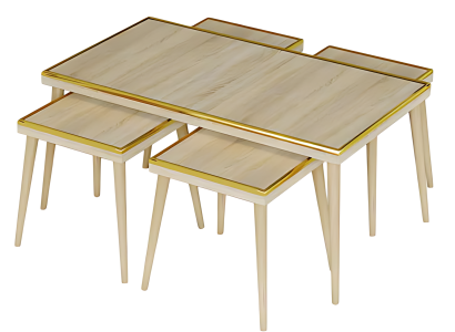 Wohnzimmer-Set Beige Holz Edelstahl modern elegant