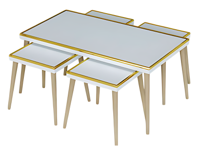 Weißes Wohnzimmer-Set aus Holz und Edelstahl im modernen Design