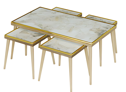 Elegantes weißes Wohnzimmer-Set aus Holz und Edelstahl im modernen