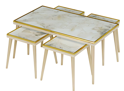 Elegantes weißes Wohnzimmer-Set aus Holz und Edelstahl im modernen