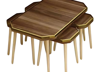 Elegantes Wohnzimmer-Set aus Holz in Braun mit Goldakzenten