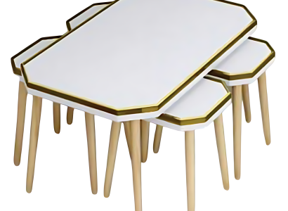 Elegantes weißes Wohnzimmer-Set aus Holz und Edelstahl