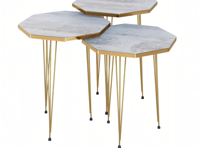 Elegantes graues Metall Couchtisch-Set modern und stilvoll