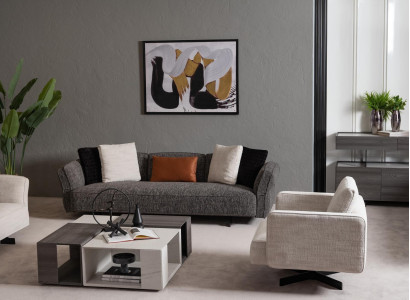 Moderner Beiger Sessel aus Textil und Holz
