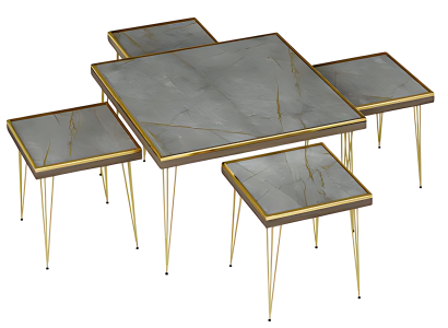 Wohnzimmer-Set Grau Modern Möbelset aus MDF und Edelstahl