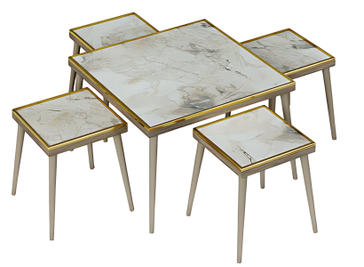 Elegantes Wohnzimmer-Set in Beige aus Holz und Edelstahl