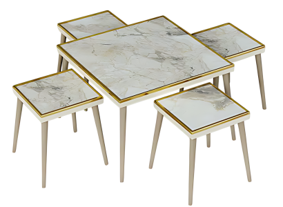 Elegantes Wohnzimmer-Set aus Holz in Beige mit Goldakzenten