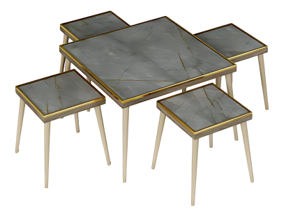 Moderner Wohnzimmer-Set in Grau aus Holz und Edelstahl