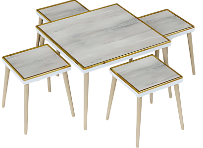 Elegantes graues Wohnzimmer-Set aus Holz und Edelstahl