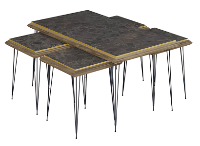 Schwarzer moderner Couchtisch mit Beistelltischen aus MDF