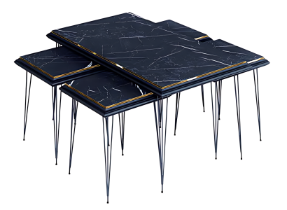 Schwarzer moderner Couchtisch mit Beistelltischen aus MDF