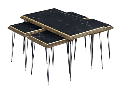 Schwarzer moderner Couchtisch mit Beistelltischen aus MDF