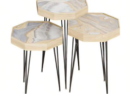 Eleganter grauer Beistelltisch aus Holz im modernen Stil