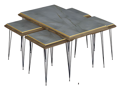 Grau MDF Edelstahl Couchtisch mit Beistelltischen modern und elegant