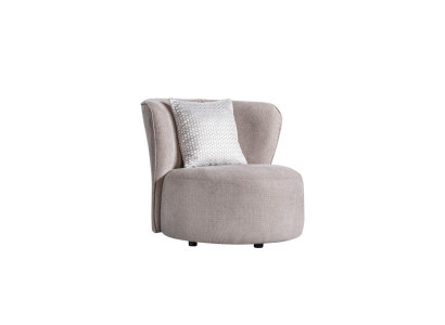 Beiger moderner Textilsessel aus Holz für Wohnzimmer