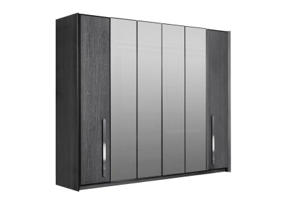 Grauer moderner Kleiderschrank aus Holz mit Glas