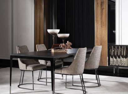 Elegantes schwarzes Esszimmer Set aus Holz mit modernen Stühlen