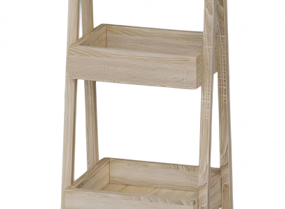 Elegantes Beiges Regal mit Spiegel aus Holz und Glas