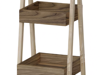 Elegantes Holzregal mit Spiegel in Beigeton für Wohnzimmer und Flur