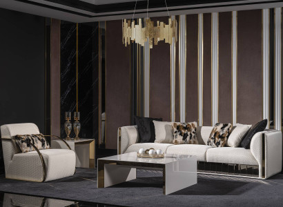 Modernes weißes Wohnzimmer Set aus Holz und Textil