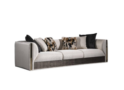 Weißes Holz-Textil 4-Sitzer Sofa im modernen Design