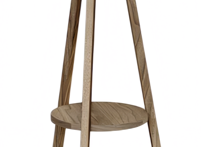 Rosa Holz Stehlampe mit Regal modernes Design stilvoll